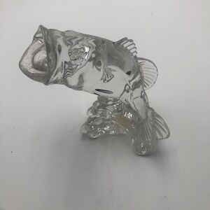 BASS FISH FIGURINE Rare Germany‎ Crystal Wonders of The Wild #989 Princess House